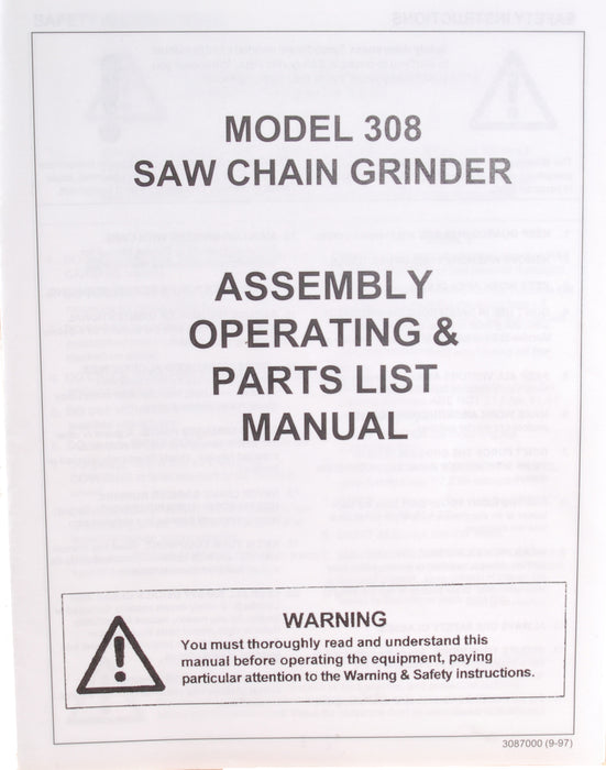 Manual for Model 308 Chain Grinder