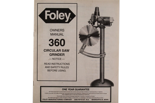 Manual for Foley-Belsaw Model 360 Grinder