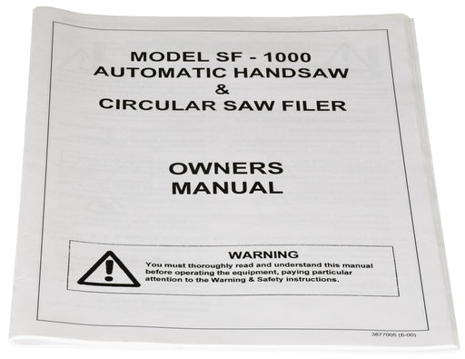 Manual for Model SF1000 Automatic Handsaw & Circular Saw Filer