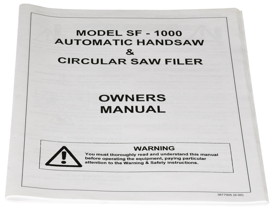 Manual for Model SF1000 Automatic Handsaw & Circular Saw Filer