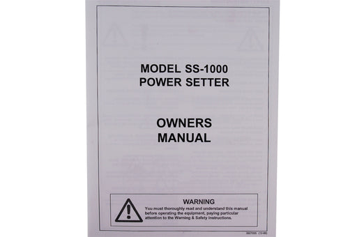 Manual for Foley-Belsaw Model SS1000 Setter