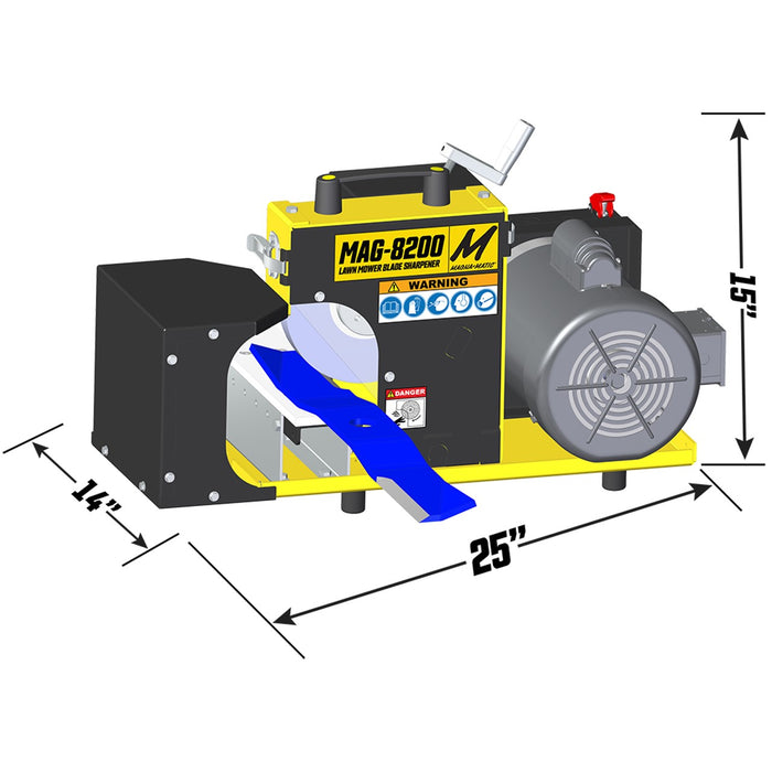 MAG-8200BM Lawn Mower Blade Sharpener, Belt Grinder, with Modular Worktable 1 HP