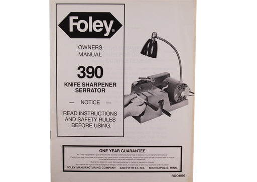 Manual for Foley-Belsaw Model 390 Knife Sharpener Serrator