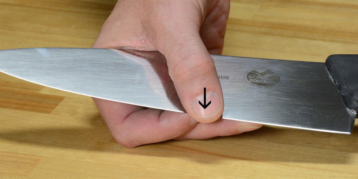 Carbon steel knife burr detection fingernail test