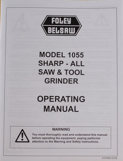 Foley Belsaw Model 1055 Sharp-All Operating Manual