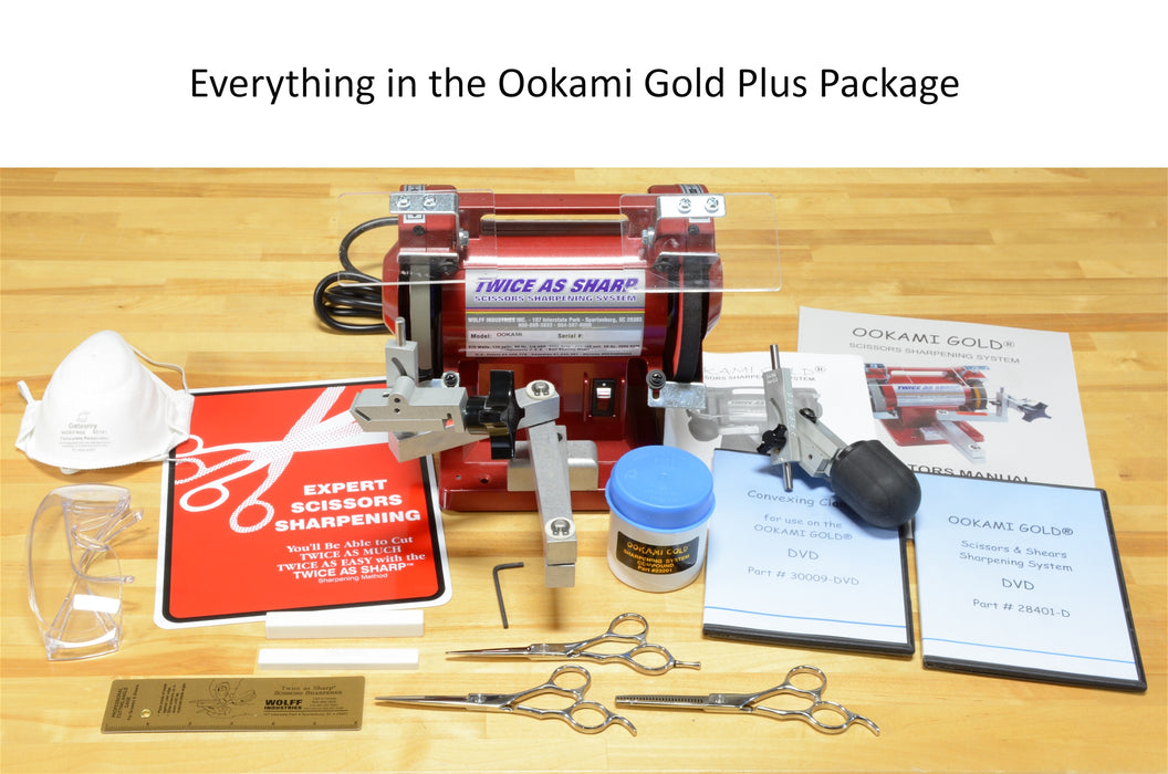 Twice As Sharp Scissor Sharpener Ookami Gold PLUS Package