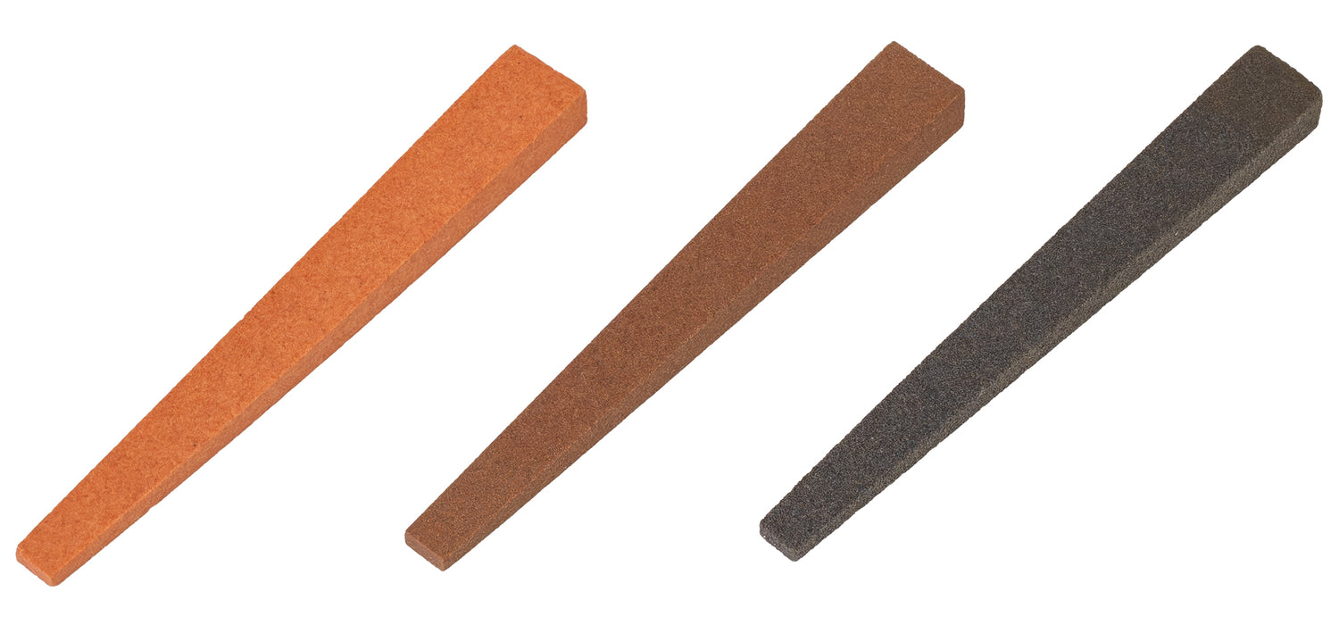Aluminum Oxide Silversmiths' Flat Double Tapered Stone 4" x 1/2" - 1/4" x 5/16" - 1/8"
