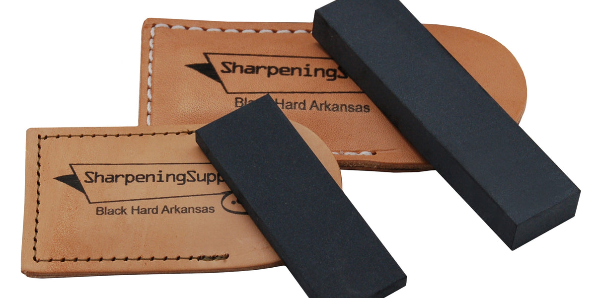 Black Hard Arkansas 砥石［6インチ］ Hard Black Arkansas Pocket Stone With Leather Pouch — Sharpening