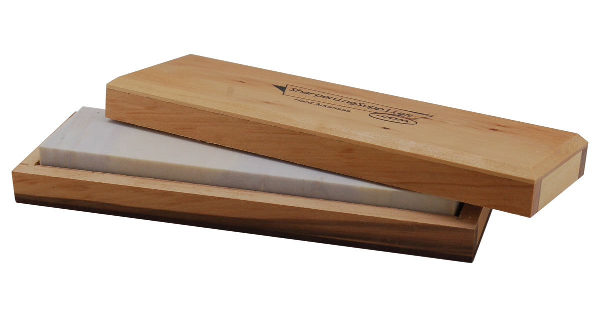 Hard Arkansas Stone in Wooden Box — Sharpening Supplies