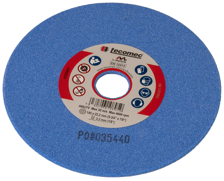 Tecomec 5-3/4" x 1/8" Blue Chainsaw Grinding Wheel 80 Grit