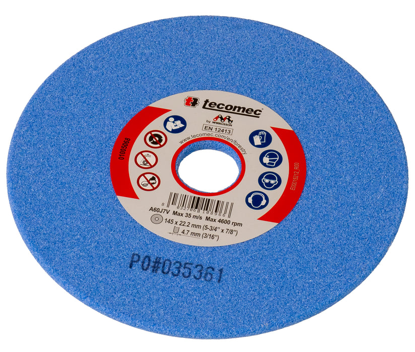 Tecomec 5-3/4" x 3/16" Blue Chainsaw Grinding Wheel 80 Grit
