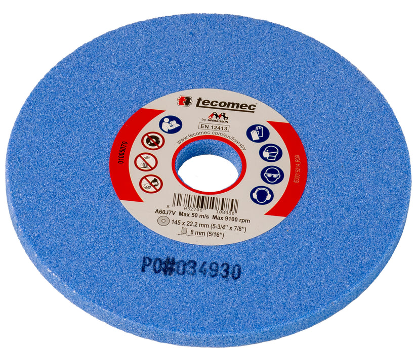 Tecomec 5-3/4" x 5/16" Blue Chainsaw Grinding Wheel 80 Grit