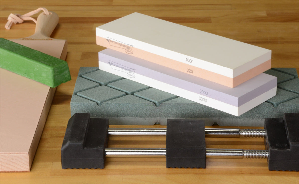 DoubleSided 8" XL Sharpening Supplies Water Stone Plus Kit