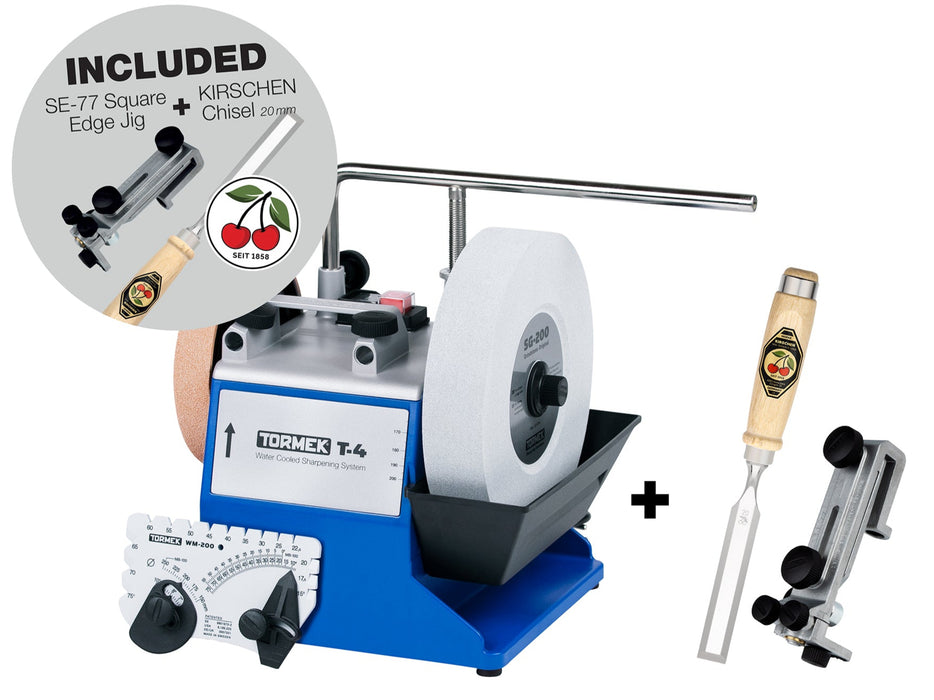 Tormek T-4 with Free Kirschen Chisel and SE-77 Square Edge Jig