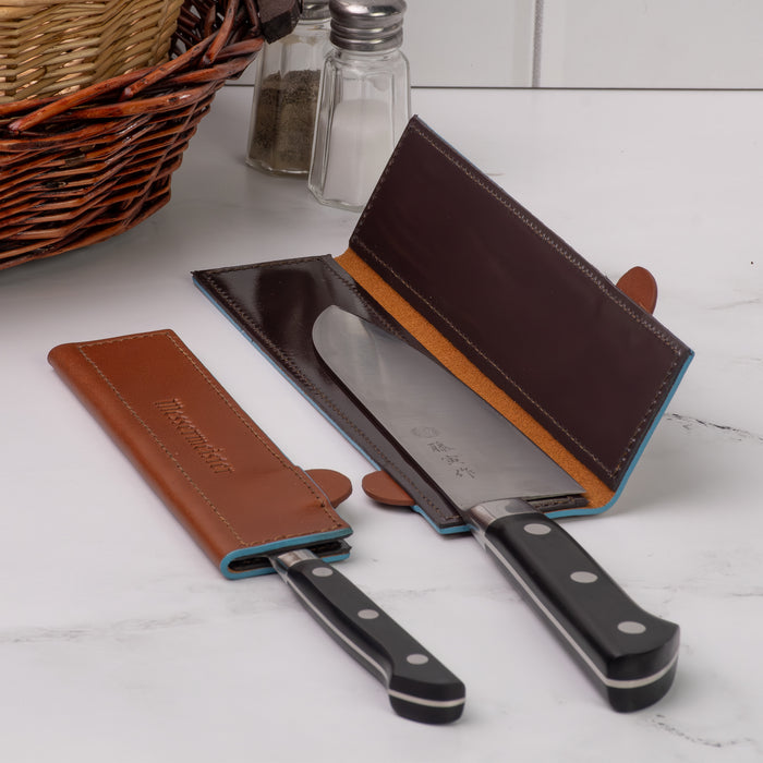 Messermeister Leather Edge-Guard with Magnetic Closure - Saddle Brown